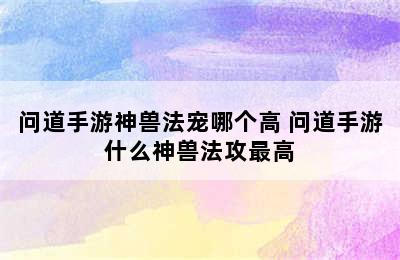 问道手游神兽法宠哪个高 问道手游什么神兽法攻最高